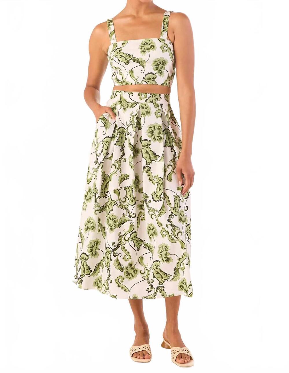 NEW MISA LOS ANGELES aggie midi skirt in green